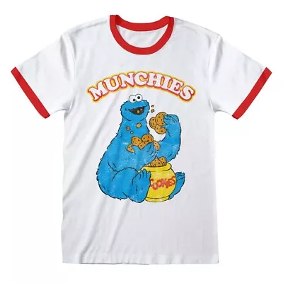 Buy Sesame Street Cookie Monster Munchies Ringer T-Shirt S M L XL XXL Men's Unisex • 18.99£