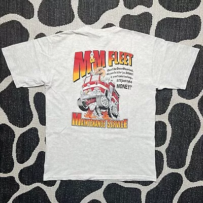 Buy Vintage Fire Department Truck Car Mechanic Comedy Graphic T-Shirt Large Grey • 18£