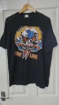 Buy Vintage 80s Van Halen Live Live Tour T-Shirt, Black, Size Large Single Stitch • 95£
