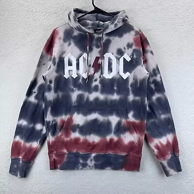 Buy AC/DC Men's Gray Tie Dye Hooded Pullover Sweatshirt Jacket Size Small (34/36) • 14.94£