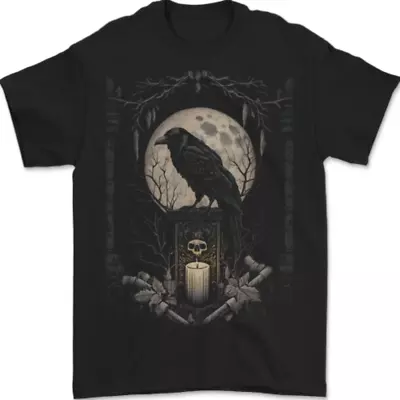 Buy Moon & Crow Gothic Goth Vikings Skull Raven Mens T-Shirt 100% Cotton • 8.49£