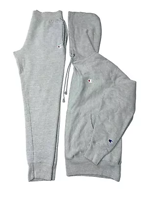 Buy Champion Reverse Weave Hoodie + Sweatpants Set Sz. Large Vtg Y2K Gray Streetwear • 83.98£