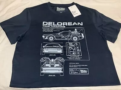 Buy Back To The Future Delorean Time Machine Mens T-Shirt Navy Medium New With Tags • 11.73£