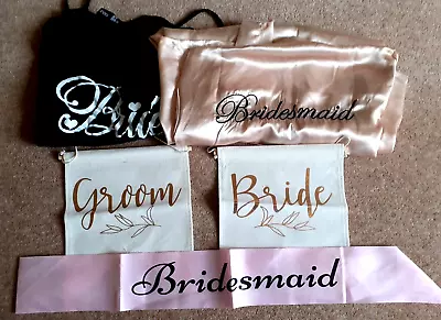 Buy Bride Pyjamas,  Bridesmaid Robe & Sash, Bride & Groom Chair Flags & Sash • 5£