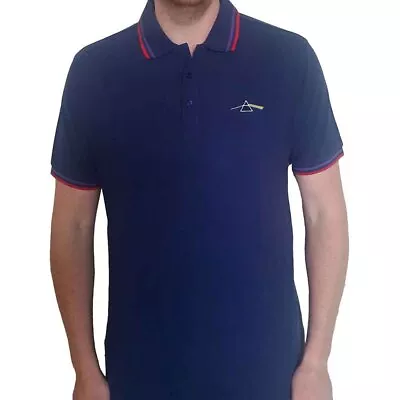 Buy Pink Floyd 'Dark Side Of The Moon Prism' Navy Blue Polo Shirt - NEW • 15.99£