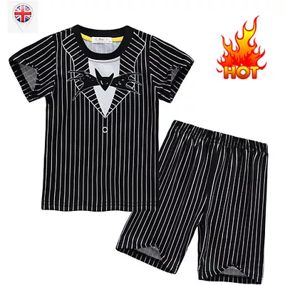 Buy ✨Kids Jack Skellington Cosplay Pajamas Set Sleepwear Boys T-shirt Shorts Outfits • 14.55£
