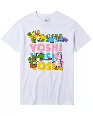 Buy Super Mario Bros Men's Yoshi Multicolor Adult Short Sleeve Graphic T-Shirt • 18.66£