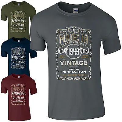 Buy Made In 1949 T-Shirt Born 75th Year Birthday Age Present Vintage Funny Mens Gift • 13.73£