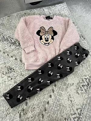 Buy Minnie Mouse Fleece Pyjamas Lounge Wear Pink Fleece 6-7 Years • 0.99£