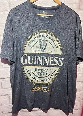 Buy Men’s Guinness T Shirt XL Full Front Graphic Print Grey Short Sleeve Summer Beer • 7.50£