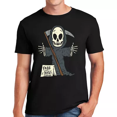 Buy Funny FREE HUGS REAPER T-SHIRT Halloween 2023 Skull Rock Darkwear Tshirt Top Tee • 13.99£