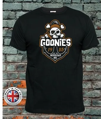 Buy GOONIES Never Say Die Unisex, Ladies Fitted, Kids Black Printed Cotton T Shirt • 14.99£