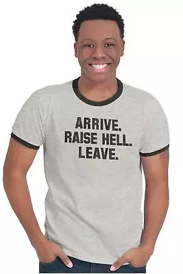 Buy Raise Hell Funny Party Attitude Drinking Ringer T Shirt Tee Shirts Men Women • 20.53£
