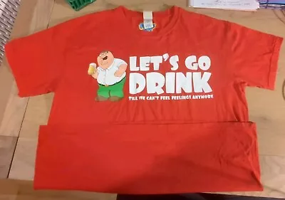 Buy Family Guy Graphic T Shirt Red Men’s L 2011 Peter Griffin Let’s Go Drink • 4.99£