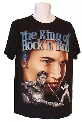 Buy The King Of Rock N Roll Elvis Presley T-Shirt Large 42-44 Rock@Tees Black VGC • 19.50£
