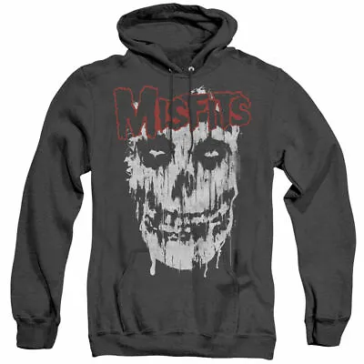 Buy Misfits Splatter Skull Hoodie Sweatshirt Mens Licensed Rock N Roll Black Heather • 29.40£