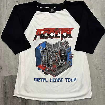 Buy Vintage ACCEPT Metal Heart Tour 1985 Raglan Cut 3/4 Sleeve Concert Band Tee • 111.82£
