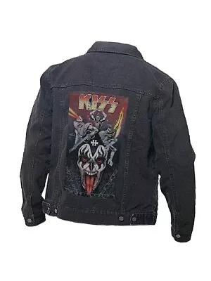 Buy Vintage Look KISS Inspired Customized Patches Washed Black Denim Vintage AC DC • 24.99£