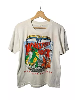Buy Vintage Van Halen Monsters Of Rock Concert T-Shirt 1988 Size Large White Band  • 93.18£