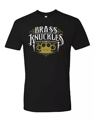 Buy Brass Knuckles Men's Stacked Gold And White Black T Shirt • 9.33£