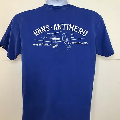 Buy Vans Anti Hero T Shirt Men's Medium Blue Short Sleeve Skateboards On The Wire • 9.66£