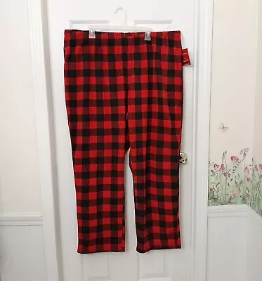 Buy Womens Fleece Pajama Pants Red Buffalo Check 2XL NEW • 11.18£