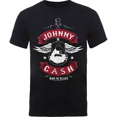 Buy Officially Licensed Johnny Cash Winged Guitar Mens Black T Shirt Johnny Cash Tee • 16.50£