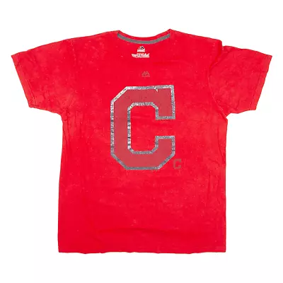 Buy MAJESTIC Cleveland Guardians Mens T-Shirt Red USA L • 7.99£