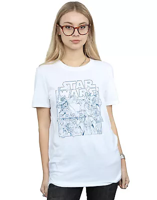 Buy Star Wars Women's Outlined Sketch Boyfriend Fit T-Shirt • 13.99£