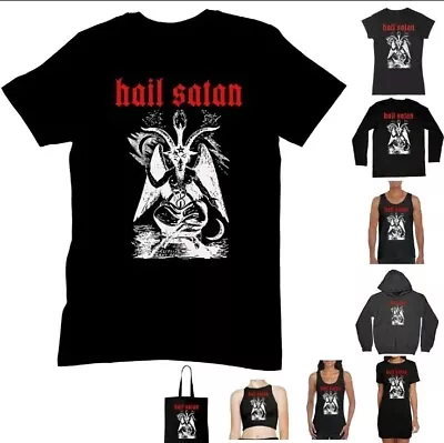 Buy Hail Satan T Shirt - Satanic Metal Baphomet Occult Goth Devil Pentagram Goat • 1.25£