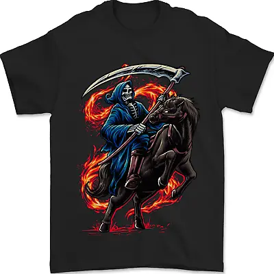 Buy The Grim Reaper On Horseback Skull Mens T-Shirt 100% Cotton • 8.49£