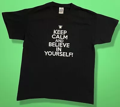 Buy Keep Calm And Believe In Yourself TShirt Size Large Black 100% Cotton With White • 11.16£