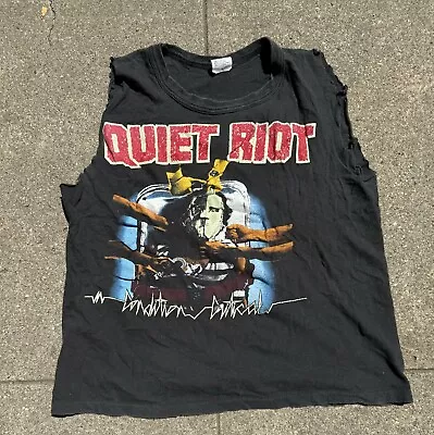 Buy Vintage Rare Quiet Riot Condition Critical Rock Music Screen Stars Shirt Size L • 186.38£