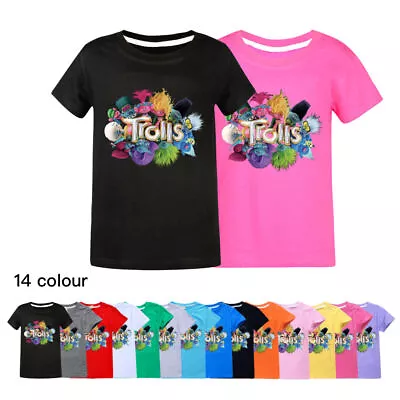 Buy Kids  Boys Girls TROLLS' WORLD TOUR T-shirt Short Sleeve Summer Tee Unique Tops • 7.49£