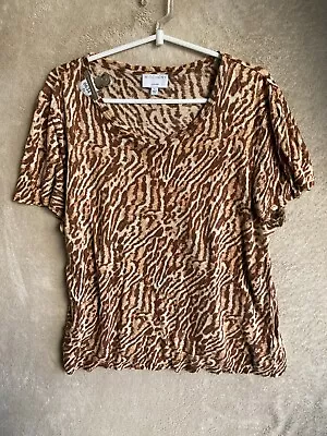 Buy Witchery Casual T-Shirts Top Size L Womens Brown Animal Prints Short Sleeve • 12.24£