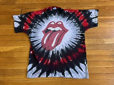 Buy VINTAGE Rolling Stones Tie Dye Shirt Men’s Extra Large Black Red Hot Lips 1994 • 73.94£