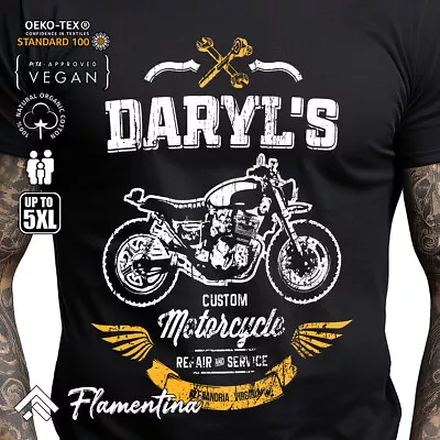 Buy Daryls Custom Motorcycles Mens T-Shirt Repair Walking Dead Zombies D229 • 11.99£
