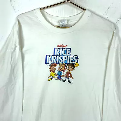 Buy Vintage Kelloggs Rice Krispies T-Shirt Cotton Size 2XL 2007 White Long Sleeve • 39.67£