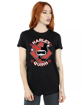 Buy DC Comics Women's Chibi Harley Quinn Badge Boyfriend Fit T-Shirt • 13.99£