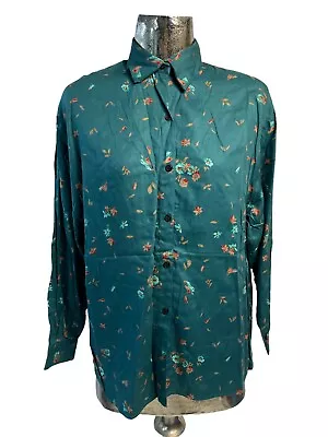Buy CARRIE ANNE Shirt Size Large 16 Vintage Womens Green Cotton NEW EU44 RRP £22 • 16.99£