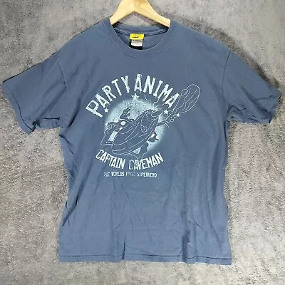 Buy Gildan Hanna Barbera Captain Caveman T Shirt Large Blue Print Party Animal Mens • 24.99£