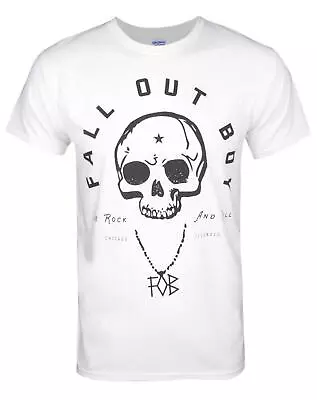 Buy Fall Out Boy White Album Artwork - Skull Print Short Sleeved T-Shirt (Mens) • 16.95£