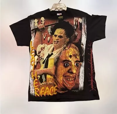 Buy NWOT Texas Chainsaw Massacre Movie AOP Double Sided Horror Shirt Mens L  • 98.02£