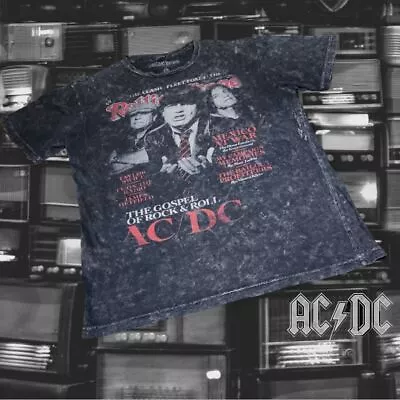 Buy Rolling Stone Collection AC/DC T-shirt Black Mineral Wash L • 20.54£