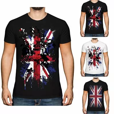 Buy Union Jack T-Shirt Kingdom Top Uk United Flag Tshirt ABSTRACT PRINT Crew Neck • 6.55£