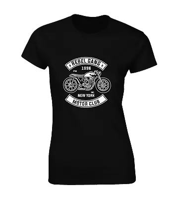 Buy Rebel Gang Motor Club Ladies T Shirt Motorbike Motorcycle Biker Design Gift Top • 8.99£