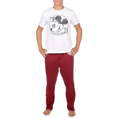 Buy Mickey Mouse Pyjamas Adult Mens S-XXL Loungewear Pyjama Set PJs Set White Red • 10.99£