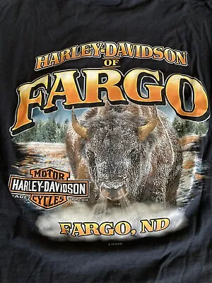 Buy Harley Davidson Buffalo Snow Fargo Shirt Sz L 100% Cotton USA Made Big Print EUC • 18.18£