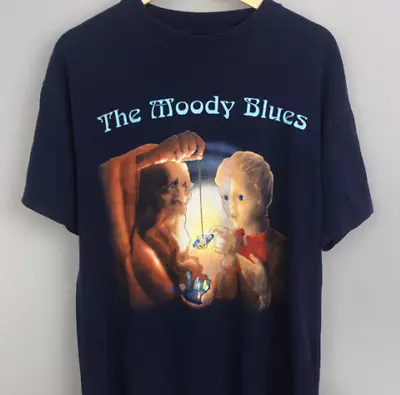 Buy Vtg The Moody Blues RETRO T-shirt Black Short Sleeve All Sizes JJ3881 • 20.39£