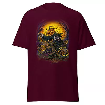 Buy  All Hallows Eve T Shirt-Pumpkin Face Skeleton In Pumpkin Patch T-shirt • 21.15£